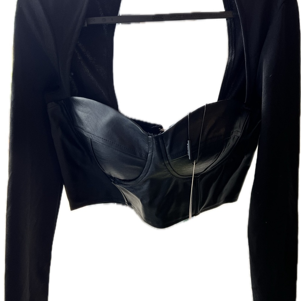 Fashion Nova Black Faux Leather Bustier